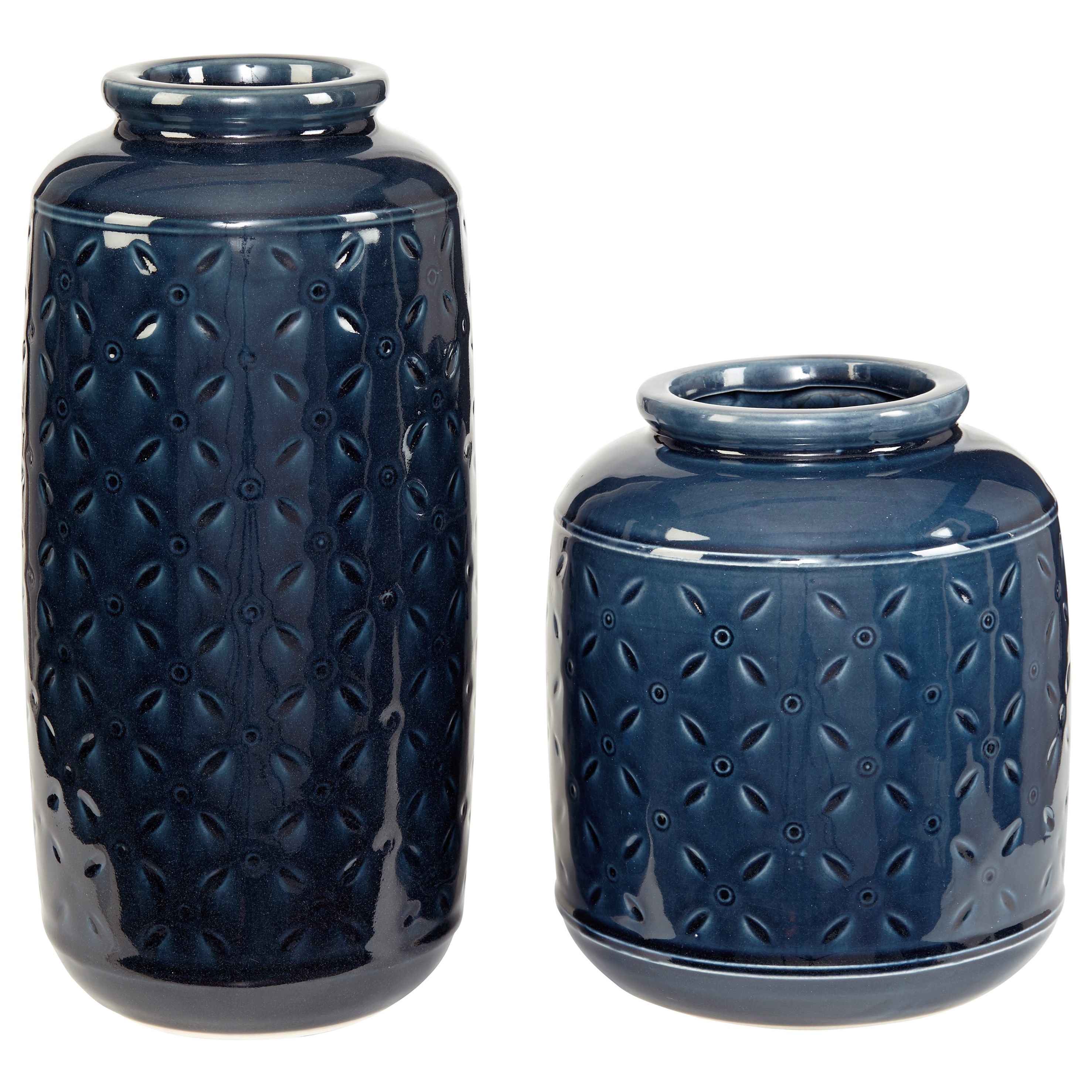 Signature Design by Ashley Accents Marenda Navy Blue Vase Set Lindy's